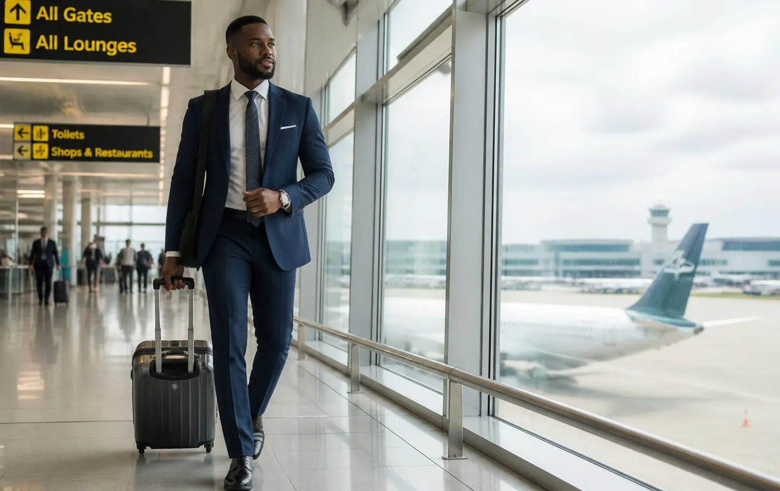 Traveller at an international airport terminal